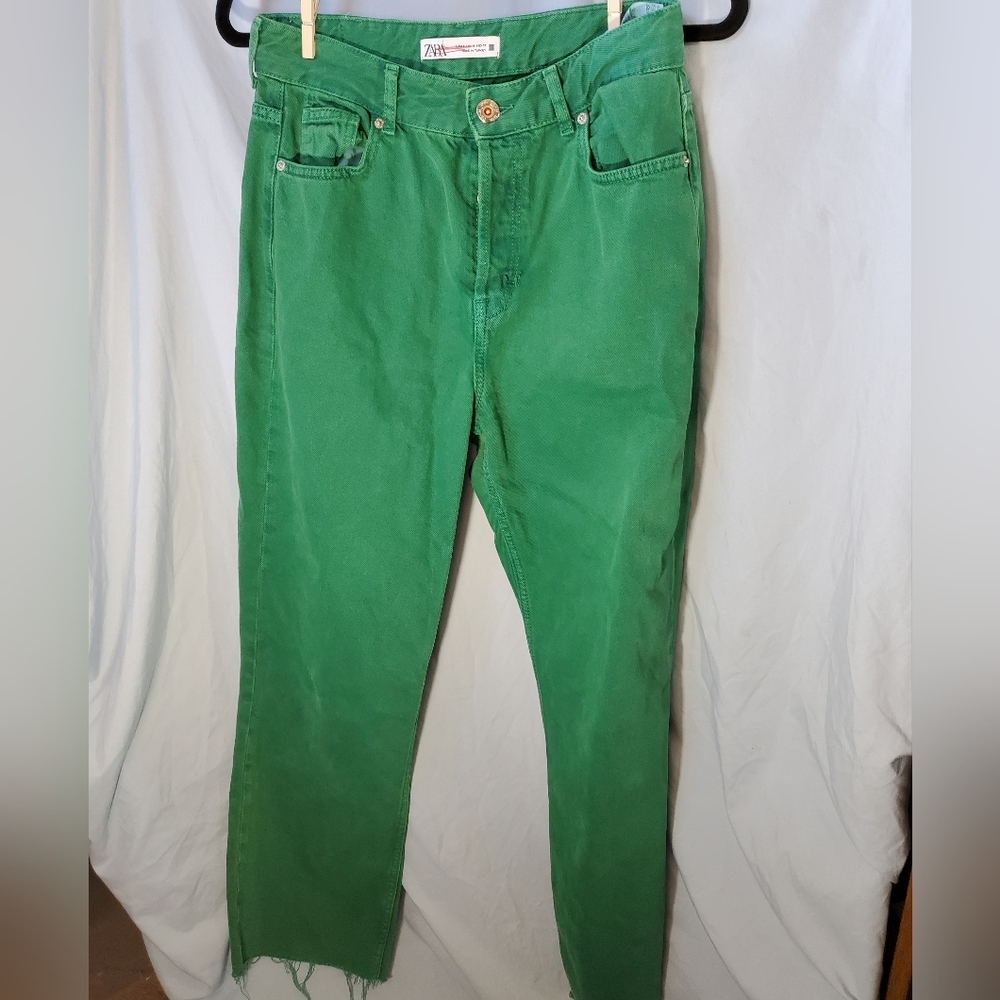 Zara Green Women's 5 Pocket Jeans Size US 8 - Picture 2 of 10